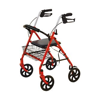 ROLLATOR 4 RUOTE ROSSO CON CESTINO
